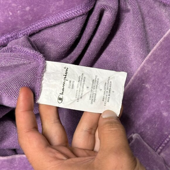 Champion Hoodie Purple Washed Oversized Pullvoer Large - Picture 8 of 8